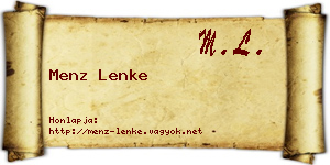 Menz Lenke névjegykártya